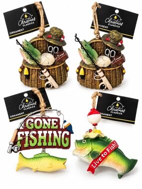 Robert Stanley Fishing Christmas Ornaments Lot of 4